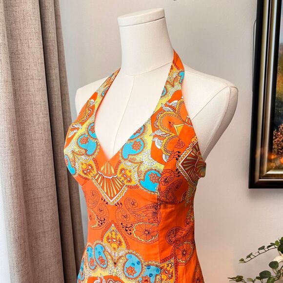 Muse Orange Beaded Halter Dress – Size XS - Picture 4 of 6